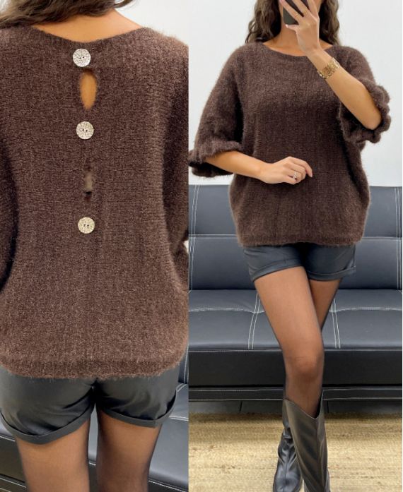 JERSEY DE MOHAIR CON BOTONES AH2555066 CHOCOLATE