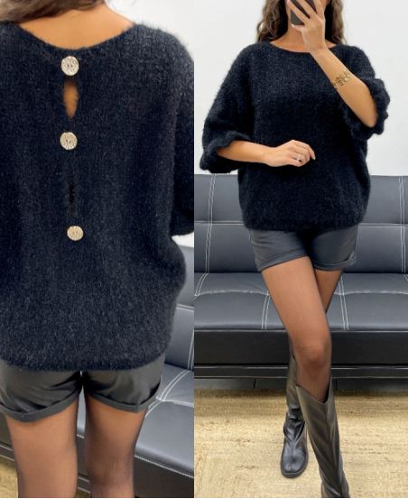 MOHAIR PULLOVER WITH BUTTONS AH2555066 BLACK