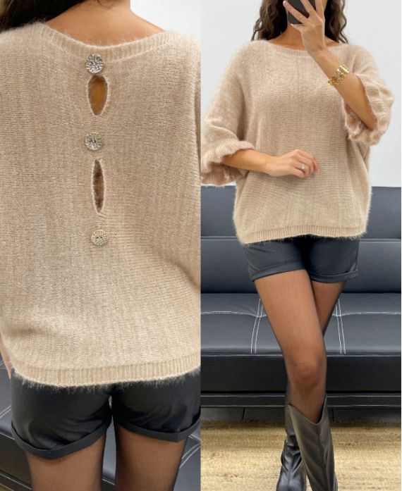 MOHAIR PULLOVER WITH BUTTONS AH2555066 BEIGE