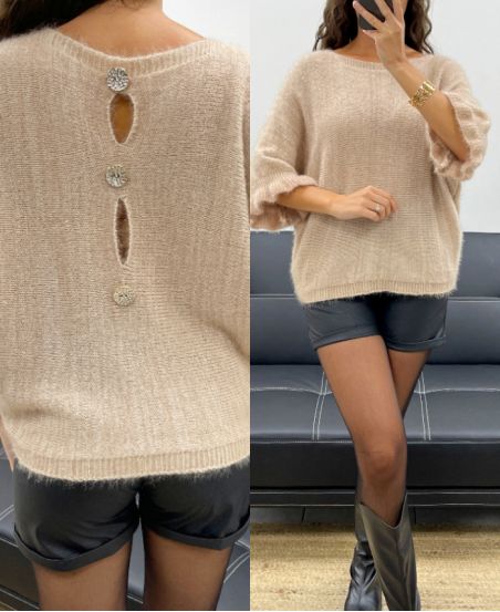 MOHAIR PULLOVER WITH BUTTONS AH2555066 BEIGE