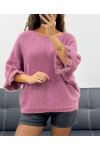 MOHAIR PULLOVER WITH BUTTONS AH2555066 PINK/CHOCOLATE