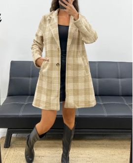 TWEED COAT WITH BEIGE LINING AND POCKETS AH2555039