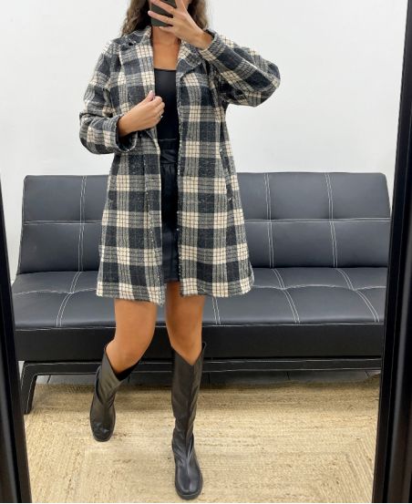 TWEED COAT WITH BLACK LINING AND POCKETS AH2555039