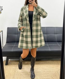 TWEED COAT WITH LINING AND POCKETS AH2555039 GREEN