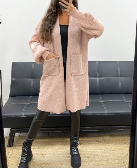 BI-MATERIAL COAT AH2555035 PINK