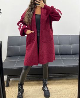 BURGUNDY BI-MATERIAL COAT AH2555035
