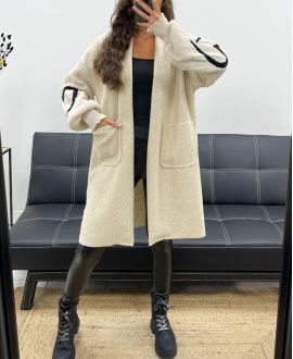 BI-MATERIAAL JAS AH2555035 BEIGE
