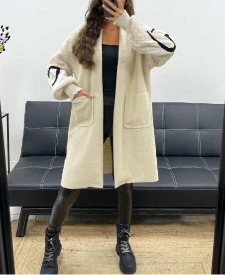BI-MATERIAAL JAS AH2555035 BEIGE