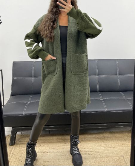 DWUMATERIAŁOWY PŁASZCZ AH2555035 KHAKI