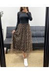 LEOPARD TULLE LONG SKIRT AH2555068 BEIGE