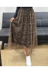 LEOPARD TULLE LONG SKIRT AH2555068 BEIGE