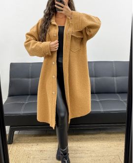 SUR-CHEMISE LONGUE EFFET LAINE BOUCLéE AH2555031 CAMEL