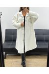 LONG WOOL-EFFECT OVERSHIRT WITH CURLY WOOL AH2555031 WHITE