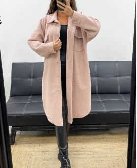 LONG WOOL EFFECT OVERSHIRT CURLY AH2555031 PINK
