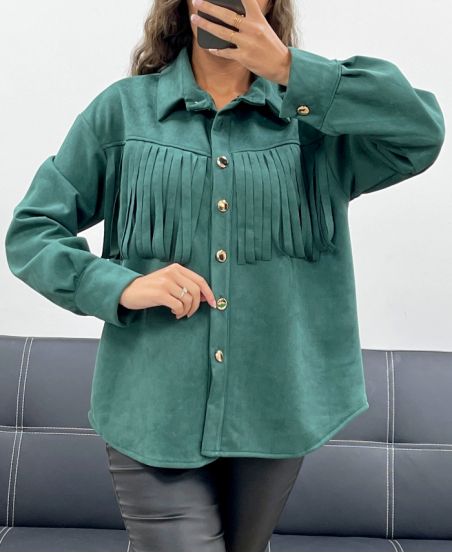 SUEDE FRINGED SHIRT AH2555088 GREEN