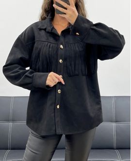 BLACK SUEDE FRINGED SHIRT AH2555088