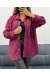 BURGUNDY AH2555088 SUEDE FRINGED SHIRT