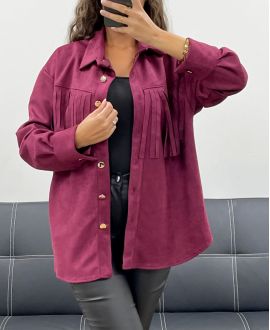 BURGUNDY AH2555088 SUEDE FRINGED SHIRT