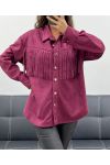 BURGUNDY AH2555088 SUEDE FRINGED SHIRT