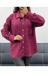 BURGUNDY AH2555088 SUEDE FRINGED SHIRT