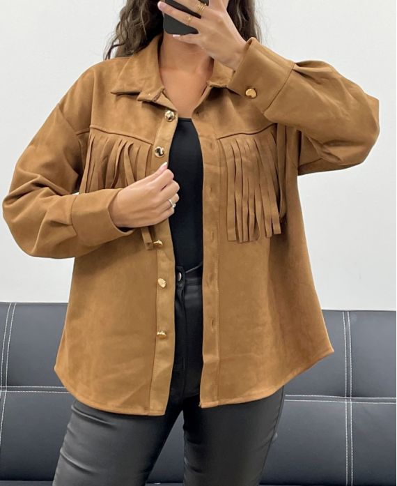 SUEDE FRINGED SHIRT AH2555088 CAMEL