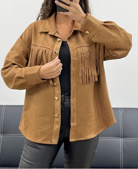 SUEDE FRINGED SHIRT AH2555088 CAMEL