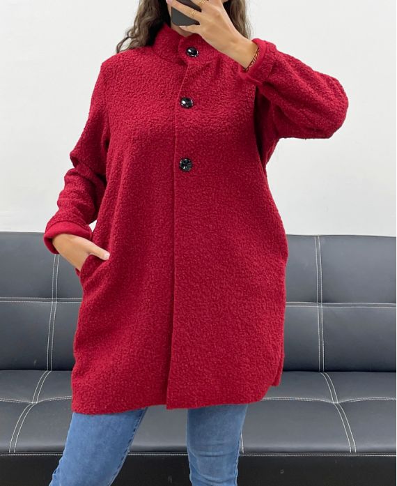 BURGUNDY AH2555053 BUTTON-DOWN COAT