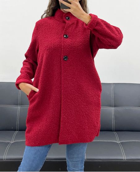 BURGUNDY AH2555053 BUTTON-DOWN COAT