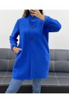 ROYAL BLUE AH2555053 BUTTONED COAT