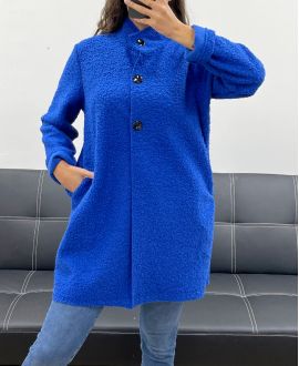 ROYAL BLUE AH2555053 BUTTONED COAT