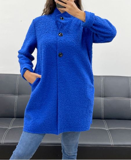 ROYAL BLUE AH2555053 BUTTONED COAT