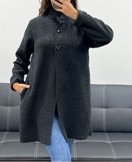 BLACK AH2555053 BUTTONED COAT