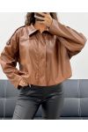 CHOCOLATE AH2555047 FAUX LEATHER JACKET