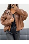 CHOCOLATE AH2555047 FAUX LEATHER JACKET