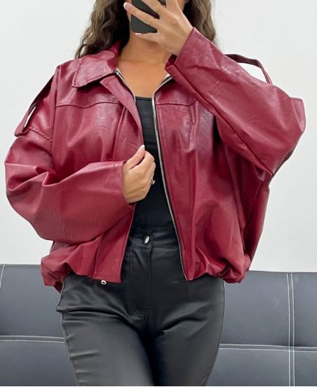 FAUX LEATHER JACKET AH2555047 BURGUNDY