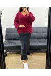 KNITTED TEDDY PULLOVER AH2555013 BURGUNDY