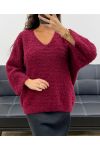 KNITTED TEDDY PULLOVER AH2555013 BURGUNDY