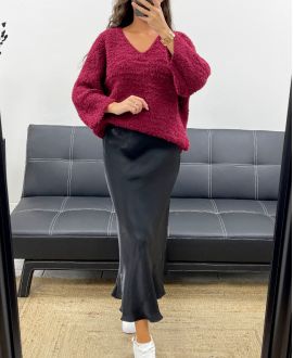 KNITTED TEDDY PULLOVER AH2555013 BURGUNDY