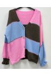 GILET CHIC MAILLE MULTICOLOR AH5162 ROSE