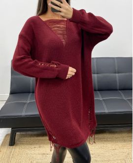 DESTROY AH255200 BURGUNDERFARBENER KLEID PULLOVER