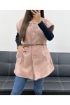 VESTE SANS MANCHES LAINE BOUCLEE + CEINTURE AH255226 ROSE