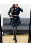 SLEEVELESS JACKET IN CURLY WOOL + BELT AH255226 BLACK