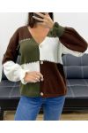 CHALECO DE PUNTO CHIC MULTICOLOR AH5162 CAQUI