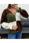 SCHICKE MEHRFARBIGE STRICKWESTE AH5162 KHAKI