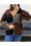 GILET CHIC MAILLE MULTICOLOR AH5162 NOIR