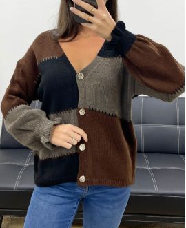 CHALECO DE PUNTO CHIC MULTICOLOR AH5162 NEGRO