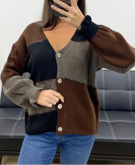 ELEGANCKA WIELOKOLOROWA KAMIZELKA Z DZIANINY AH5162