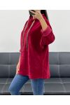 SUDADERA CON CAPUCHA DE TERCIOPELO DE LEOPARDO AH255197 BURDEOS