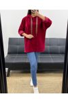 SUDADERA CON CAPUCHA DE TERCIOPELO DE LEOPARDO AH255197 BURDEOS