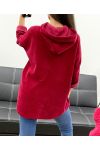 SUDADERA CON CAPUCHA DE TERCIOPELO DE LEOPARDO AH255197 BURDEOS